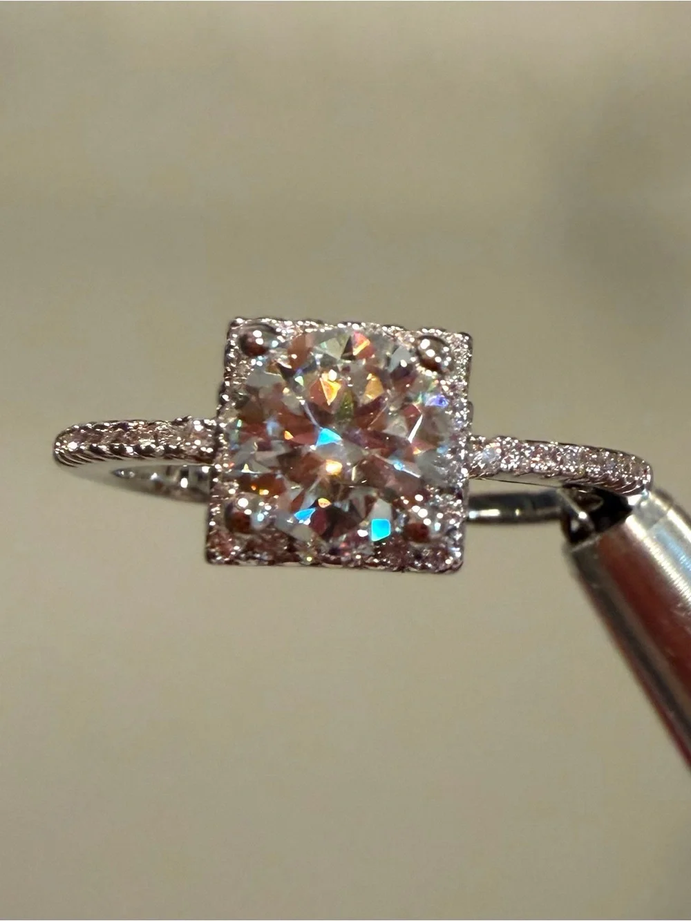 1.0CT GRA MOISSANITE Princess Cut s925 Sterling Silver Ring/ Size 9